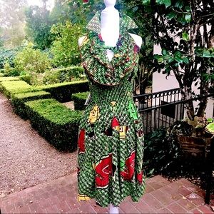 Vintage 1950s Womens Halter Tiki Pin Up Dress Sz S